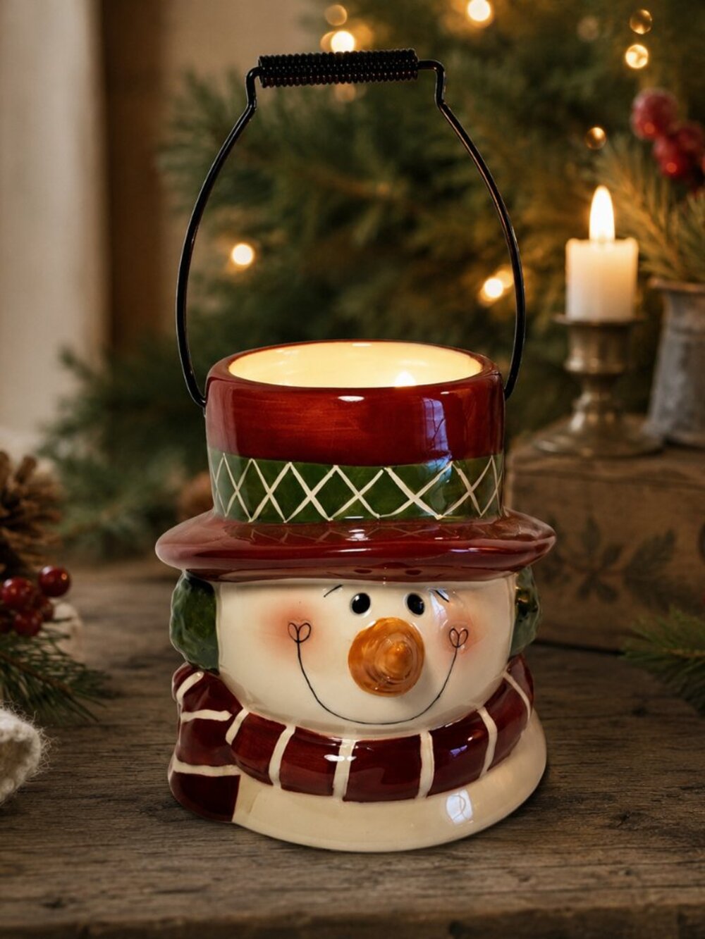 Crazy Mountain Snowman Candle Holder / Hanging Lantern – Christmas Decor